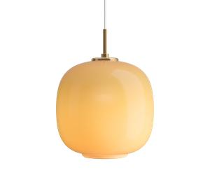 Louis Poulsen Lámpara colgante VL45 Radiohus Ø25 cm Brass-amber glass