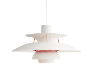 Louis Poulsen PH 5, lámpara de suspensión, blanco moderno