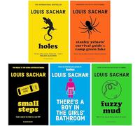Louis Sachar Collection 5 Books Set (Holes, Stanley Yelnats' Survival Guide to Camp Green Lake, Small Steps, There's a Boy in the Girls' Bathroom & Fuzzy Mud)