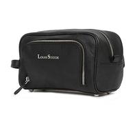 LOUIS STITCH Neceser unisex de cuero italiano fresado, organizador de viaje con múltiples compartimentos, para aseo personal, afeitado, cosméticos, neceser para hombres y mujeres (TK-FP), Negro