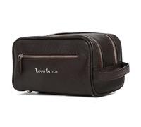 LOUIS STITCH TK-DZ-BB-300 - Neceser de piel italiana encogida para hombre, organizador de viaje con múltiples compartimentos, para aseo, afeitado, neceser para hombre, color marrón