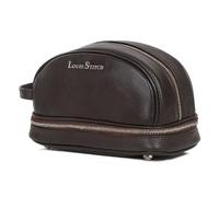 LOUIS STITCH TK-SC-BB-300 - Neceser de viaje de piel italiana fresada para hombre, con múltiples compartimentos, para aseo, afeitado, neceser para hombre, color marrón