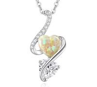 LOUISA SECRET Collar para mujer, colgante de ópalo con forma de infinito, plata de ley 926, doble llama de corazón, San Valentín, Navidad, cumpleaños, regalo para mujer, mamá, esposa