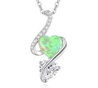 LOUISA SECRET Collar para mujer, colgante de ópalo con forma de infinito, plata de ley 926, doble llama de corazón, San Valentín, Navidad, cumpleaños, regalo para mujer, mamá, esposa