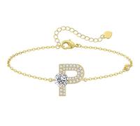 LOUISA SECRET Pulseras para mujeres y niñas, chapadas en oro de 18 quilates, con inicial A-Z, regalos de joyería ajustables para mujeres, esposa, madre, novia, aniversario, cumpleaños, día de la madre