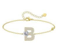 LOUISA SECRET Pulseras para mujeres y niñas, chapadas en oro de 18 quilates, con inicial A-Z, regalos de joyería ajustables para mujeres, esposa, madre, novia, aniversario, cumpleaños, día de la madre