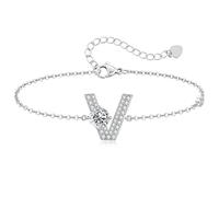 LOUISA SECRET Pulseras para mujeres y niñas, chapadas en oro de 18 quilates, con inicial A-Z, regalos de joyería ajustables para mujeres, esposa, madre, novia, aniversario, cumpleaños, día de la madre