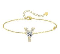 LOUISA SECRET Pulseras para mujeres y niñas, chapadas en oro de 18 quilates, con inicial A-Z, regalos de joyería ajustables para mujeres, esposa, madre, novia, aniversario, cumpleaños, día de la madre