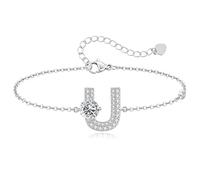 LOUISA SECRET Pulseras para mujeres y niñas, chapadas en oro de 18 quilates, con inicial A-Z, regalos de joyería ajustables para mujeres, esposa, madre, novia, aniversario, cumpleaños, día de la madre