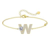 LOUISA SECRET Pulseras para mujeres y niñas, chapadas en oro de 18 quilates, con inicial A-Z, regalos de joyería ajustables para mujeres, esposa, madre, novia, aniversario, cumpleaños, día de la madre
