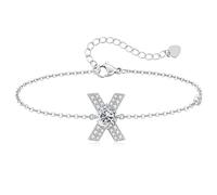 LOUISA SECRET Pulseras para mujeres y niñas, chapadas en oro de 18 quilates, con inicial A-Z, regalos de joyería ajustables para mujeres, esposa, madre, novia, aniversario, cumpleaños, día de la madre