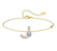 LOUISA SECRET Pulseras para mujeres y niñas, chapadas en oro de 18 quilates, con inicial A-Z, regalos de joyería ajustables para mujeres, esposa, madre, novia, aniversario, cumpleaños, día de la madre