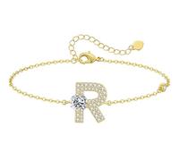 LOUISA SECRET Pulseras para mujeres y niñas, chapadas en oro de 18 quilates, con inicial A-Z, regalos de joyería ajustables para mujeres, esposa, madre, novia, aniversario, cumpleaños, día de la madre