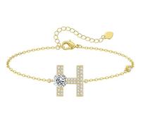 LOUISA SECRET Pulseras para mujeres y niñas, chapadas en oro de 18 quilates, con inicial A-Z, regalos de joyería ajustables para mujeres, esposa, madre, novia, aniversario, cumpleaños, día de la madre