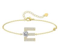 LOUISA SECRET Pulseras para mujeres y niñas, chapadas en oro de 18 quilates, con inicial A-Z, regalos de joyería ajustables para mujeres, esposa, madre, novia, aniversario, cumpleaños, día de la madre