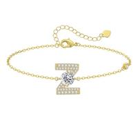 LOUISA SECRET Pulseras para mujeres y niñas, chapadas en oro de 18 quilates, con inicial A-Z, regalos de joyería ajustables para mujeres, esposa, madre, novia, aniversario, cumpleaños, día de la madre