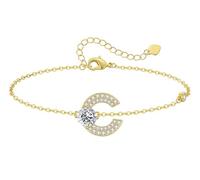 LOUISA SECRET Pulseras para mujeres y niñas, chapadas en oro de 18 quilates, con inicial A-Z, regalos de joyería ajustables para mujeres, esposa, madre, novia, aniversario, cumpleaños, día de la madre