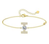 LOUISA SECRET Pulseras para mujeres y niñas, chapadas en oro de 18 quilates, con inicial A-Z, regalos de joyería ajustables para mujeres, esposa, madre, novia, aniversario, cumpleaños, día de la madre