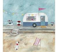 Louise O'Hara - Cuadros, Impresión sobre Lienzo (30 x 30 cm), diseño con Texto A Weekend At The Seaside, Multicolor