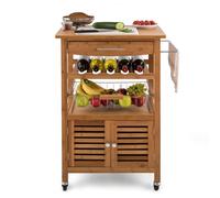 Louisiana Carro de servicio Carro de Cocina 5 estantes Toallero Madera Móvil Klarstein