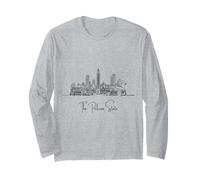 Louisiana Home Black Skyline - Recuerdo artístico de viaje dibujado a mano Manga Larga