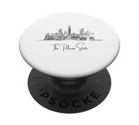 Louisiana Home Black Skyline - Recuerdo artístico de viaje dibujado a mano PopSockets PopGrip Adhesivo
