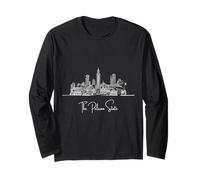 Louisiana Home White Skyline - Recuerdo artístico de viaje dibujado a mano Manga Larga