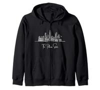 Louisiana Home White Skyline - Recuerdo artístico de viaje dibujado a mano Sudadera con Capucha