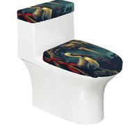 Louisiana - Juego de 2 fundas para tapa de inodoro y tapa de tanque de inodoro, accesorios de decoración de baño, diseño elástico de impresión completa, se adapta a la mayoría de inodoros
