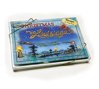 Louisiana Tarjeta de Navidad con receta - Louisiana Bonfires on the Levee