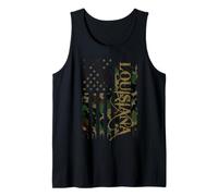 Louisiana United States Distressed Camo w US Flag Camiseta sin Mangas