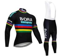 louizumify Traje de Ciclismo de Manga Larga para Hombre con 3 Bolsillos Transpirable Que Absorbe la Humedad de Secado rápido Reflectante Suave