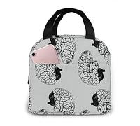 LOUJIN Bolsa de almuerzo gris materia cerebro bolsa de almuerzo reutilizable aislada bolsa térmica resistente al agua bolsa de comida bolsa de aperitivos