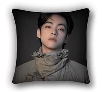 LOUJIN BTS Bangtan Boys Jimin V Suga Jungkook Funda de almohada cuadrada decorativa de lino de doble cara, patrón de coche de dibujos animados K-pop, 45 cm x 45 cm, 1 unidad, decoración de sala de
