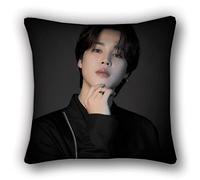 LOUJIN BTS Bangtan Boys Jimin V Suga Jungkook - Fundas de almohada cuadradas decorativas de lino de doble cara, 45 cm x 45 cm, color negro, decoración del hogar con temática de coche K-pop