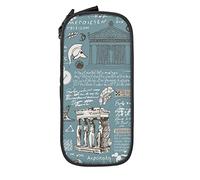 LOUJIN Estuche para lápices con diseño de historia de Grecia antigua, con cremallera, bolsa de almacenamiento para bolígrafos, caja organizadora grande para la escuela y la oficina, color negro,