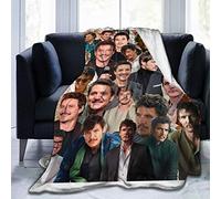LOUJIN Pedro Pascal Collage de fotos, suave y cómodo, forro polar cálido para sofá, oficina, cama, coche, campamento, sofá, acogedora, manta de felpa para playa, 125 cm x 100 cm