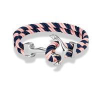 LOUKEKE 1 pieza Pulseras de ancla azul marino para hombres y mujeres, pulsera de cuerda náutica multicolor de doble hebra, gancho de barco de acero inoxidable
