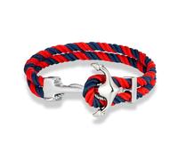 LOUKEKE 1 pieza Pulseras de ancla azul marino para hombres y mujeres, pulsera de cuerda náutica multicolor de doble hebra, gancho de barco de acero inoxidable