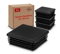 LouMaxx 4 tapón de láminas de 80 x 80 mm - Cubierta de Tubo Negro para Tubos Cuadrados de 80 x 80 mm - Tapones Cuadrados Resistentes - Tapas para Postes
