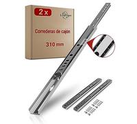 LouMaxx Corredores de cajón de 17 mm [2 unidades] - guías de cajón de gabinete de 310 mm - Corredores de cajón con rodamientos de bolas - Repuesto adecuado para IKEA, MFI - Tornillos incluidos
