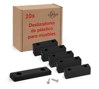LouMaxx deslizantes de plástico para Muebles - distanciadores de Suelo 50x14x5 mm - deslizantes de plástico para atornillar - Juego de 20 minipies para Muebles Negro