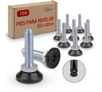 LouMaxx Juego de 10 Patas Regulables M10 x 40 mm- Patas con Tornillo - Patas Niveladoras Para Muebles - Pies Para Muebles - Tornillos Niveladores
