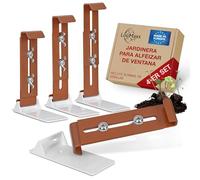 LouMaxx - Juego de 4 soportes para macetas para alféizar de ventana sin taladros, invisibles, de terracota, estable, altura ajustable, con adaptadores y bombas de semillas