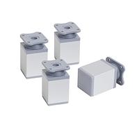 LouMaxx Patas Ajustables cuadradas para Muebles, 4 Unidades, 40 x 40 x 60 mm, Aluminio y Plata, Incluye Placa de fijación, Patas para Muebles de Aluminio