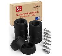LouMaxx Patas para Muebles Mini 8 Piezas Ø 20mm H 10mm - Patas de plástico para cómodas, armarios, estanterías - Separadores del Suelo con 8 Tornillos Made in EU
