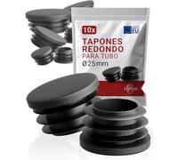 LouMaxx Tapas redondas de 25 mm (10) - Tapas de plástico resistente y patas para muebles, color negro, resistentes a los rayos UV y a la intemperie, para interior y exterior