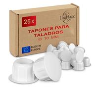 LouMaxx Tapones Ciegos Ø10mm Resistente UV Pack 25 - Tapa Agujeros Taladro Metal, Madera, Plástico - Protección Pared Europa | Blanco, Sin BPA
