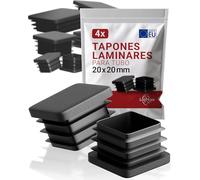 LouMaxx Tapones de láminas 20 x 20 mm - Cubierta de tubo negro Tapones para tubo cuadrado 20 x 20 mm - Tapones de tubo cuadrados de plástico resistente - Tapas de poste como tapa protectora