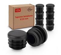 LouMaxx Tapones de láminas redondos de 22 mm - Cubierta de tubo redonda negra tapón para tubo de 22 mm - tapones redondos de plástico resistente - Tapas para postes también para una protección